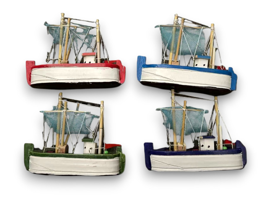 BARCO PESCADOR 12x9,5cm 4 COLORES Pack 12