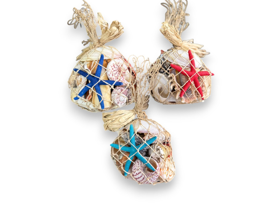 BOLSA CONCHA RAFIA CON ESTRELLA ( PACK 6 )