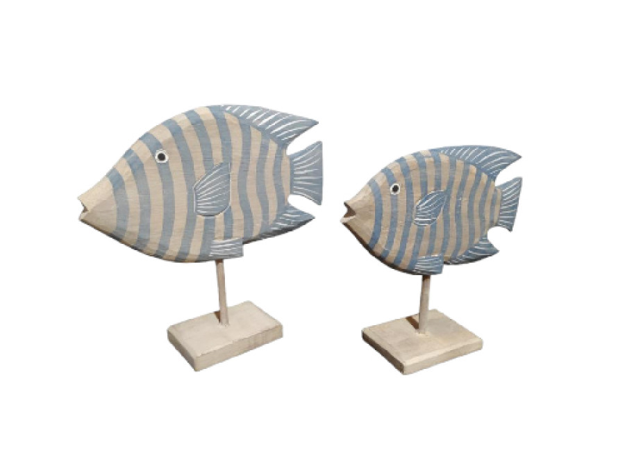 SET 2 PEZ CEBRA NATURAL/AZUL 25/30cm