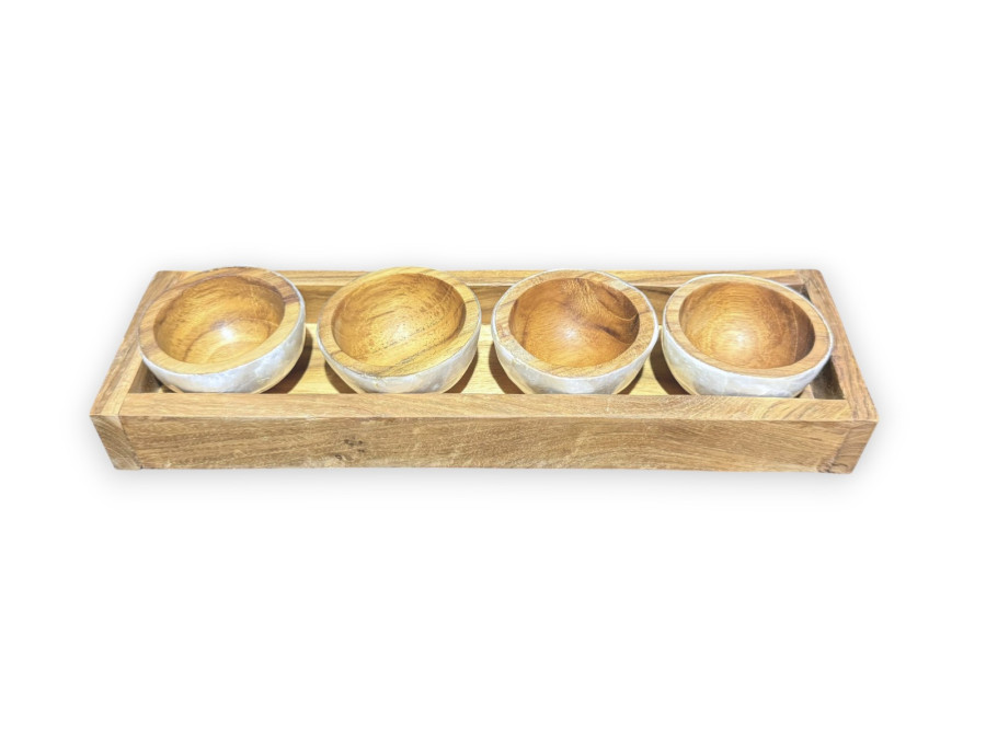 SALSERA CON BOWL MINI WOOD CAPIZ 26x09cm/06cm