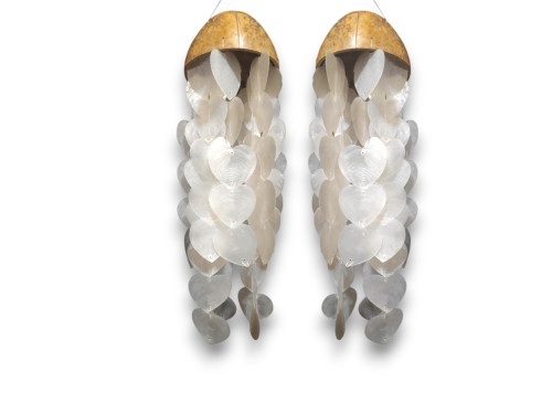 MOVIL CORAZONES CAPIZ BLCO.CON COCO 11x40cm pack 4