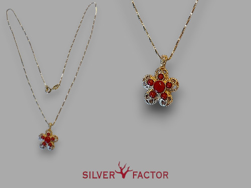 COLGTE.CON CADENA AG. DORADO FILIGRANA FLOR MEDITERRANEO CABUJONES