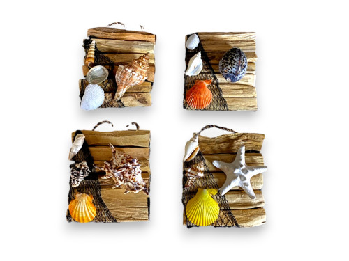 CUADRO RED CONCHA ESTRELLA 13,5x15cm pack 4