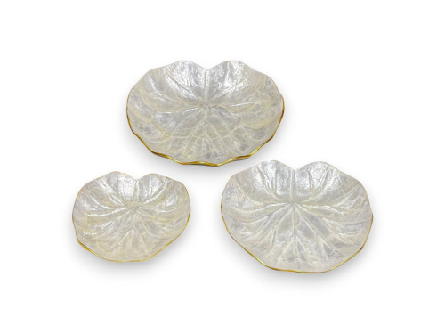 SET 3 PLATOS FLOR BORDE DORADO