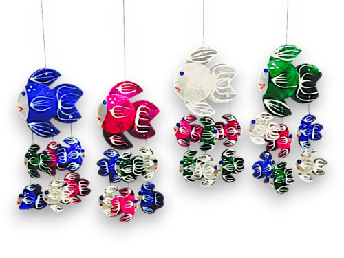 MOVIL CAPIZ PEZ PECES COLOR 10x40cm 4 colors pack 12